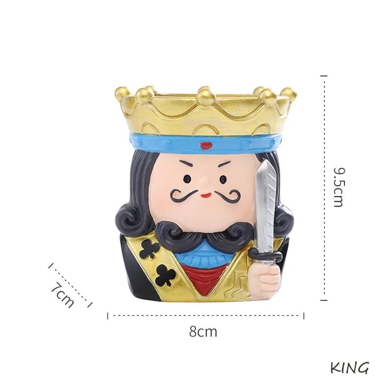 

Poker King Queen Small Plant Pot Resin Succulent Planter for Home Office Desk Mini Ornament Fairy Garden Flowerpot Decoration