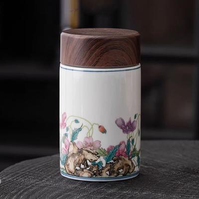 European-style Ceramic Tea Caddy Moisture-proof Portable Jewelry Cotton Swab Box Home Candy Nut Coffee Bean Powder Storage Jar