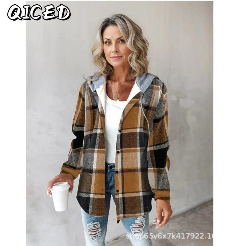 QICED Giacche e Cappotti Lunghi Casual Vintage da Donna Autunno Inverno