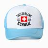 Casquette de baseball en maille respirante motif drapeau suisse pour homme et femme, chapeau trucker d'été, snapback réglable