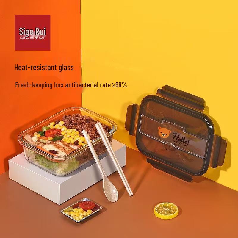 Sigerui Heat-Resistant Glass Food Storage Container with Cutlery