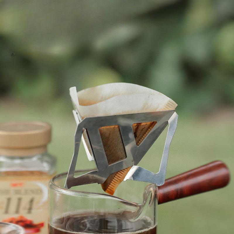 1ks Stojan na překapávanou kávu Venkovní kempování Přenosný Nerezový Skládací Nálevka Filtrační Šálek Kávovar Kávový Filtr