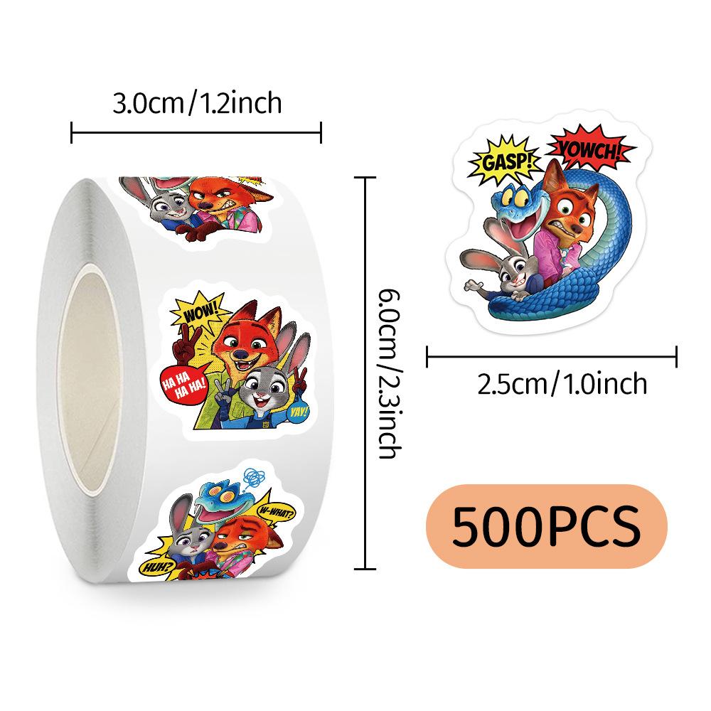 500pcs/Roll New Disney Movie Zootopia 2 Cartoon Sealing Sticker DIY PVC Laptop Decals Decoration Stiker Reward Gift Toys