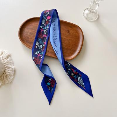 Fiori estivi originali Decorazione femminile Nastro lungo in twill Borsa Cintura per capelli in nastro di seta Piccola sciarpa