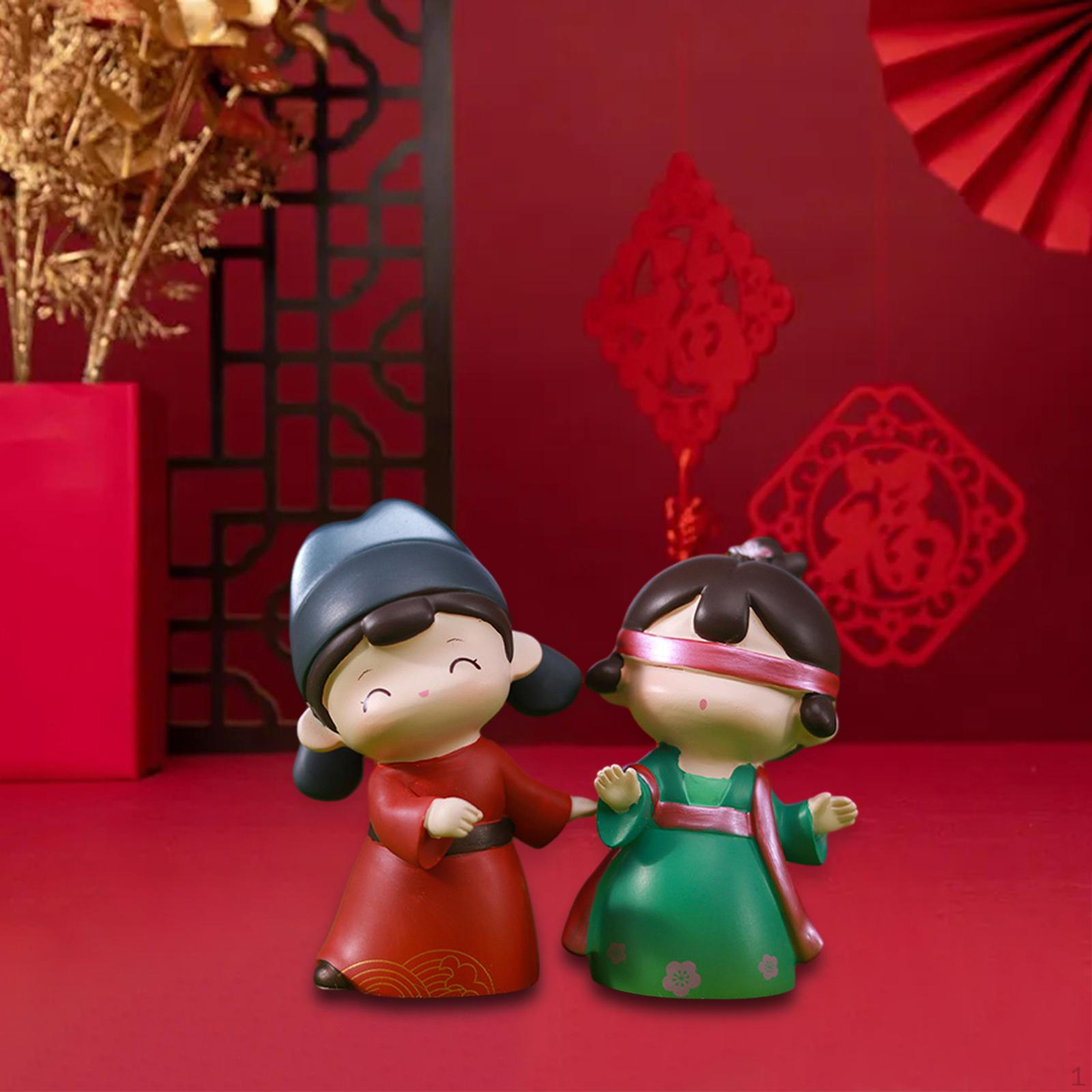 

1 Pair Traditional Young Couple Sculptures Anniversary Gift Art Collection Tabletop Ornament for Style B