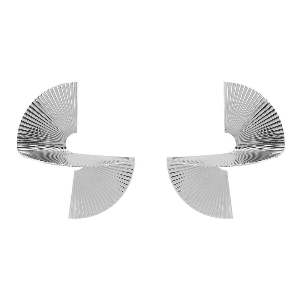 Women Fashion Stereoscopic Alloy Stud Earrings Unique Irregular Pleated Design Elegant High Grade Ear Jewelry
