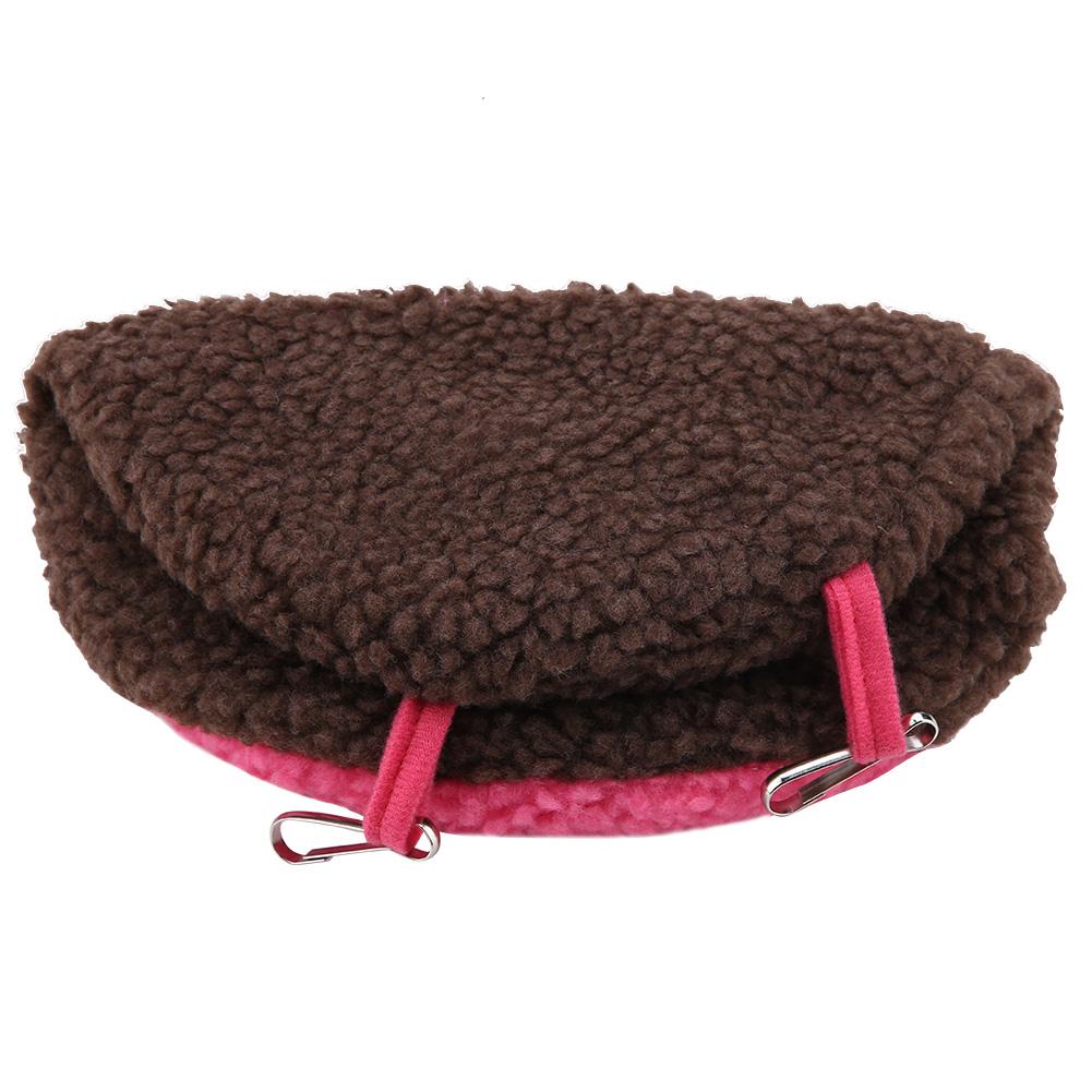 Parrot Nest Berber Fleece Warm Plush Hammock Hanging Swing Bed Cave for Pet Bird Dark Brown