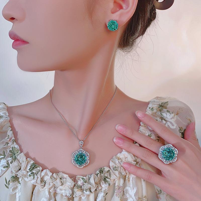 Jewelry Copper Bottom Gold-Plated Millennium Chepala Green Temperament Light Luxury Suit Women 16-12M
