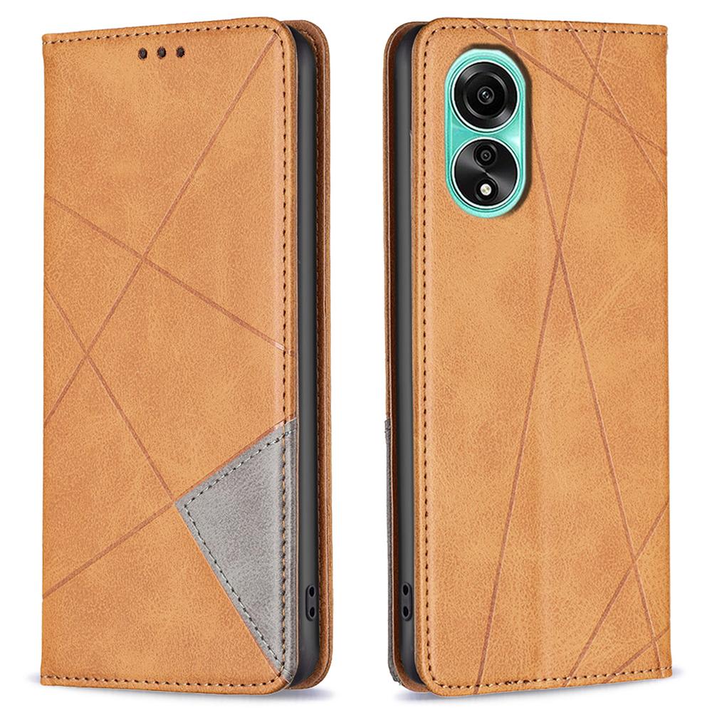 For Oppo A78 4G Stand Flip Cover PU Leather Imprinted Line Card Slots Phone Case