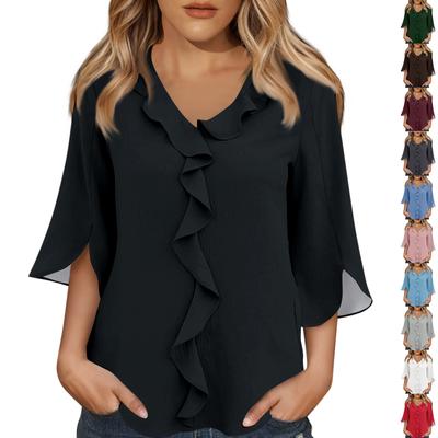 Košile s 3/4 rukávem pro ženy Roztomilé topy Grafická trička Halenky Běžné Velikosti Basic topy Pulovr