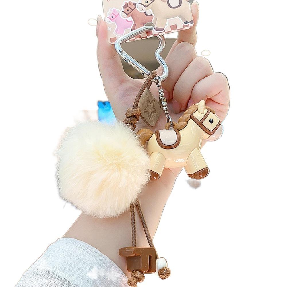 Chinese Style Horse Keychain Zodiac Mascot New Year Keyring Plush Pony Keychain  Bag Decoration