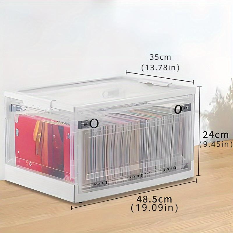 

1 шт. Складной ящик для хранения с крышкой и дверцей с колесами и ручкой, прозрачный складной ящик для хранения для домашней организации