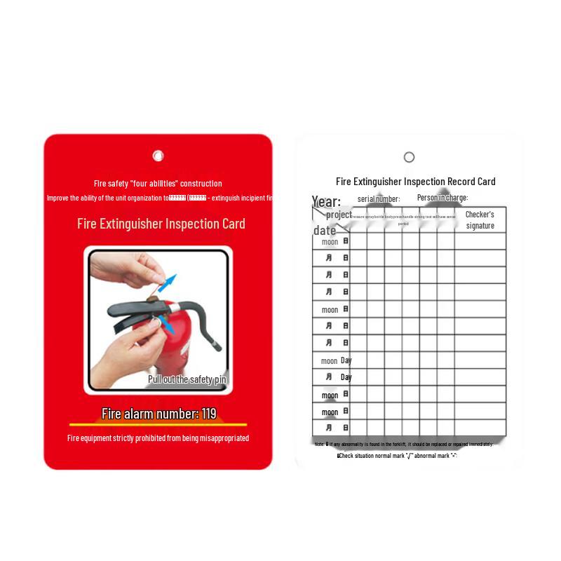 Fire Extinguisher Inspection Card Set 12.5X8.5cm