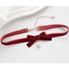 Belle Girl Style Sweet Accessory, Burgundy Necklace, Black Velvet with Collar, Choker Collarbone Chain, Necklace