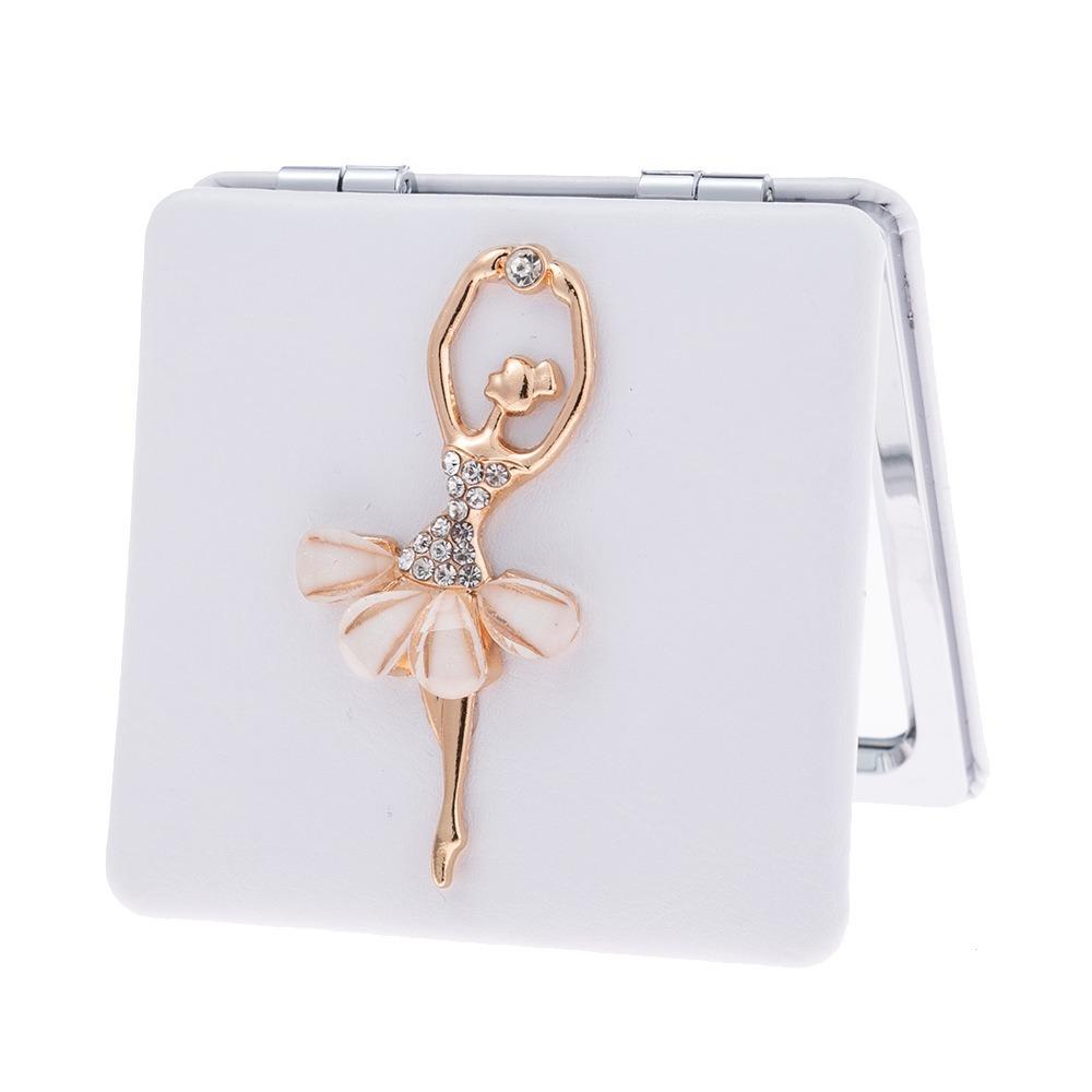 

PU Leather Makeup Mirror Ballet Girl Design Pocket Mirror New Portable Mirror