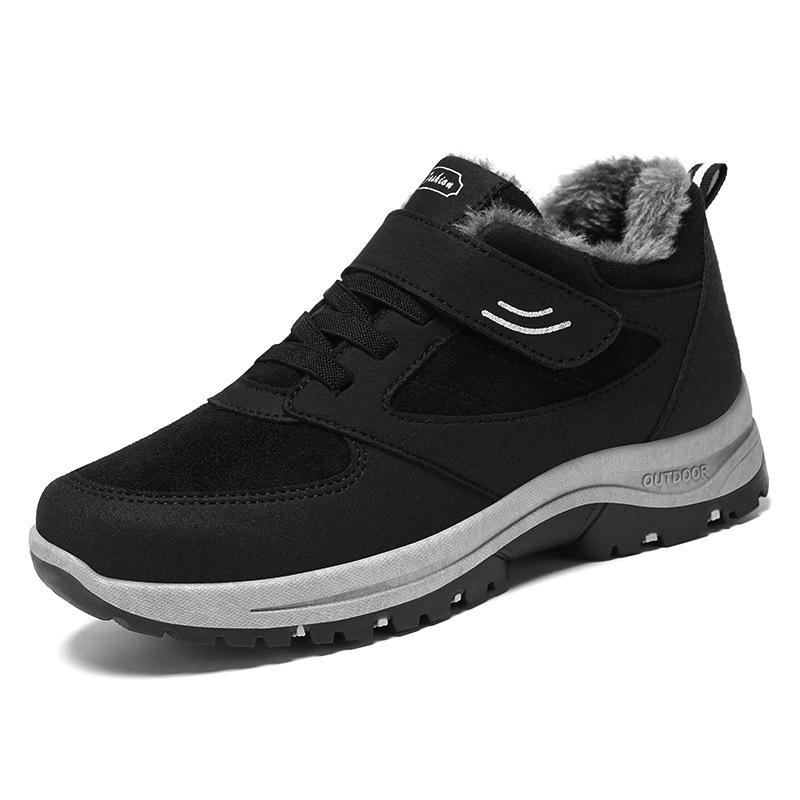 Men's Winter Magic Tape Lace-Free Cotton Boots - Velvet-Lined, Thickened & Warm Walking Snow Boots for Middle-Aged and Elderly