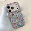INS Blue Flowers Glitter Phone Case For iPhone 17 Pro Max 17Pro Case Large Window Soft Funda for iPhone 16 15 14 Pro Max Cover