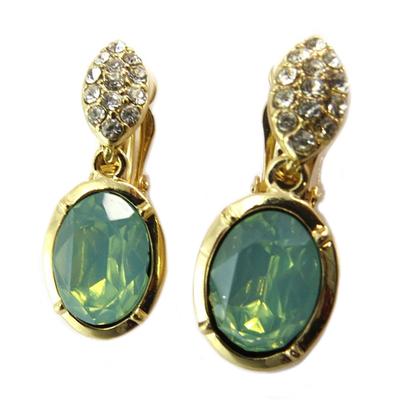 [P4943] - Golden Green 'Sissi' Designer Clips - 33x14 Mm