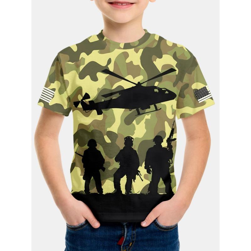 Summer Round Neck 3D Cartoon Pattern Printed T-shirts Fashionable Casual Short Sleeved Children's Boy T-shirts