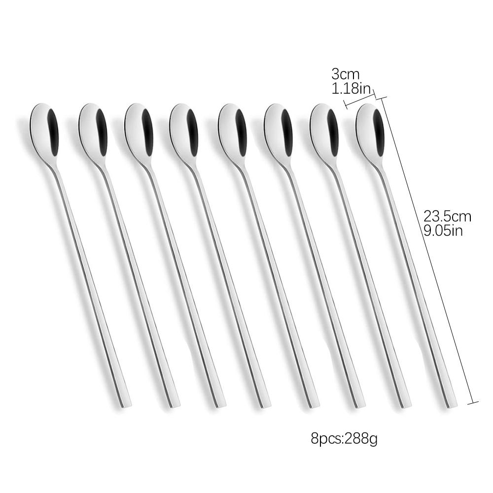 8/12-teiliger Eislöffel, Edelstahl, Eisteelöffel zum Mischen, Cocktail-Umrühren, Tee, Kaffee, Milchshake, Kaltgetränk