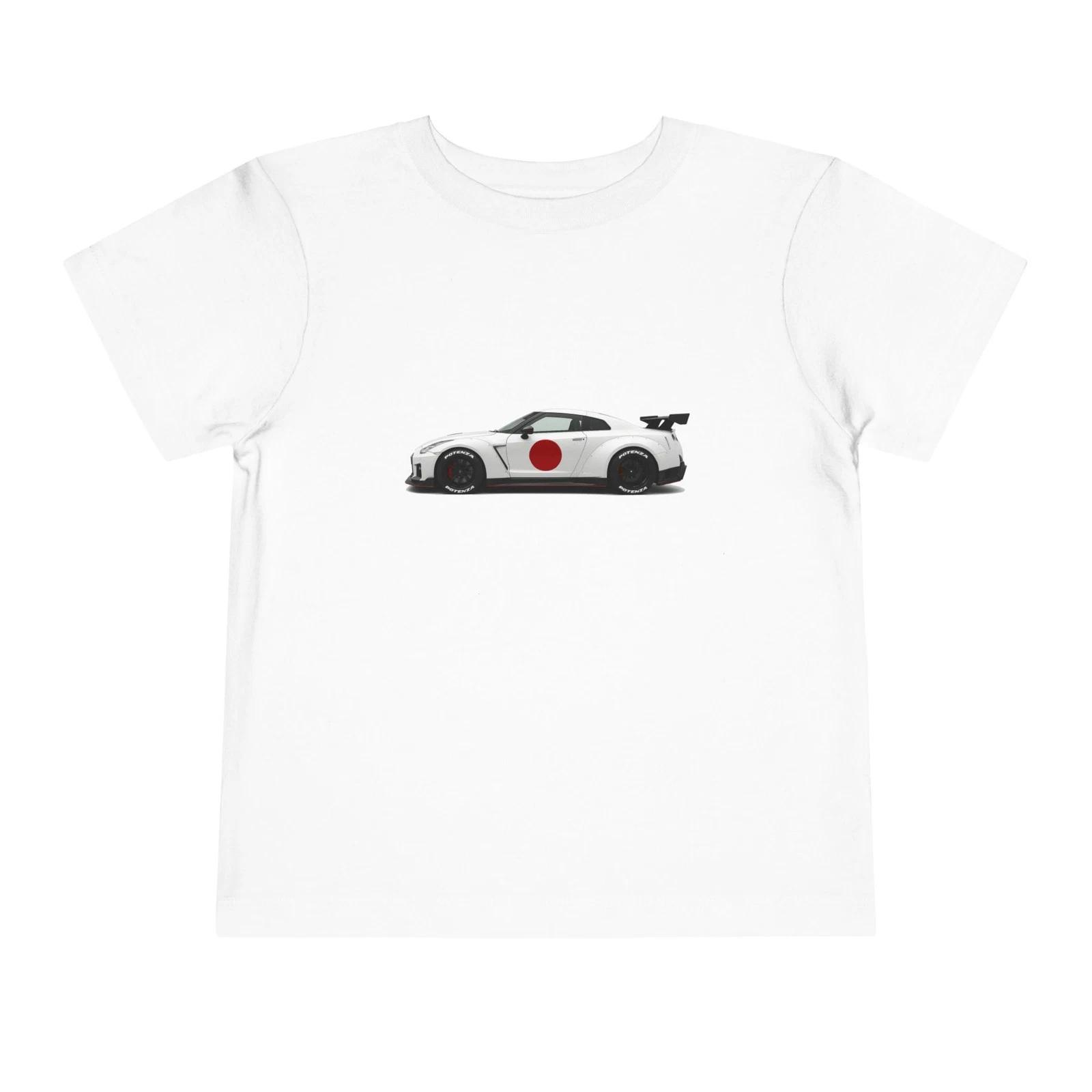Toddler GT-R R35 T-Shirt | White JDM R35 with Japanese Flag Graphic Tee S