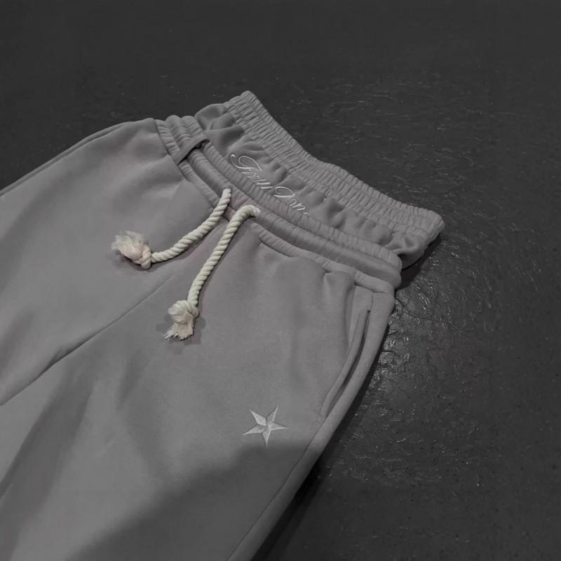 Casual Couple Straight Leg Sweatpants Fashion Dual Waist Fold Design Street Style