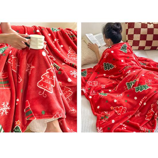 Christmas Throw Blanket Flannel Winter Holiday Bed Blanket Warm Fuzzy Plush Blanket Cozy Xmas Tree Stocking