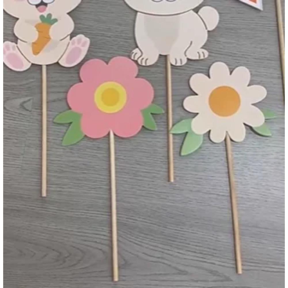 Easter Party Decorations, Happy Easter Banner and Hanging,Living Room Wall Layout Pull Flag Pendant Cute Color Bunny Pull Flower