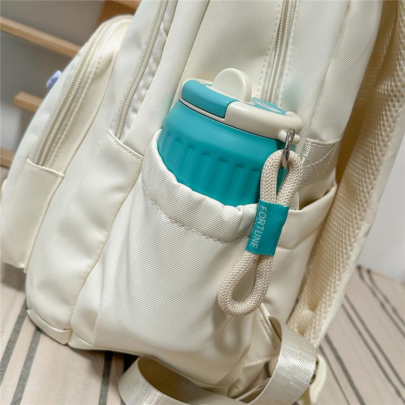Cute Light Blue Backpack with Padded Top Handle Front Zipper Pocket Adjustable Straps Casual School Bag