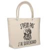 Beach Bag - PLANETEE - Insulated Skateboard "I Can't" - Cotton - Beige - Large Capacity