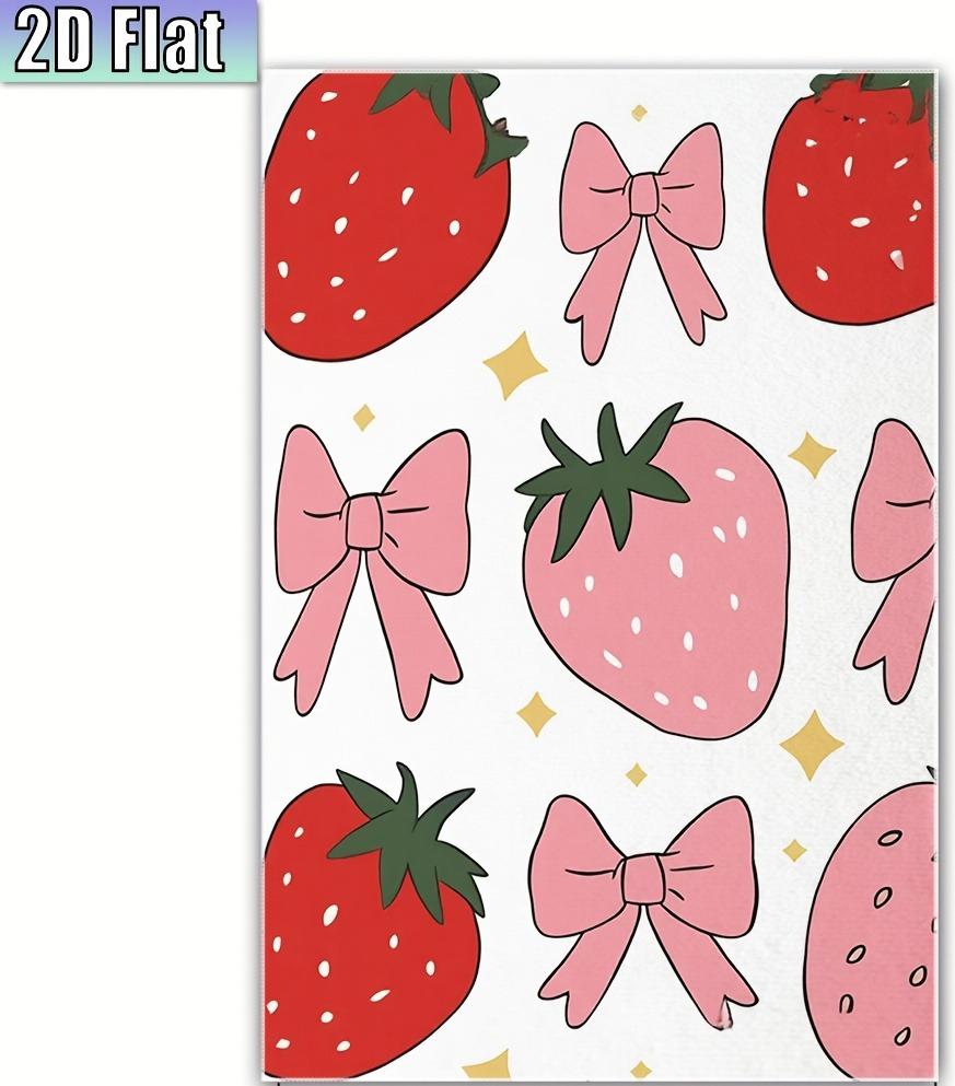 

Cute Strawberry Pink Bow Bath Towel Sweet Fruit Pattern Soft Microfiber Towel for Bathroom Beach Travel Kawaii Hand Towel W30*H60(CM)