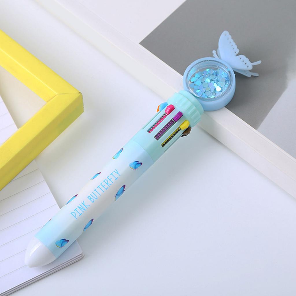 Multicolored Pen Cartoon Ballpoint Pen 10 Color-in-1 Writing Pen Write Smoothly for Student Adult Writing Journaling
