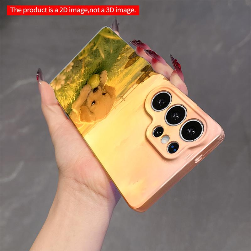 2DFlat Samsung phone case Golden Puppy Playing with Ball at Sunset Applicable to Galaxy S23 S24 S25ULTRA S26 A12 A14 A15 A16 A54 A55