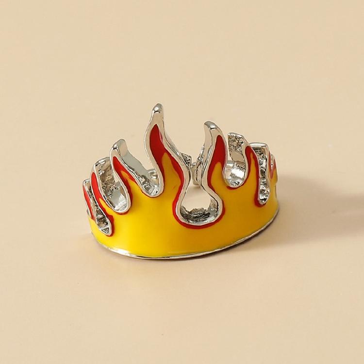 Goth Flame Opening Rings for Women Metal Charms Vintage Punk Friendship Rings
