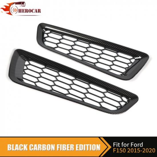 Honeycomb Front Bumper Fog Lamp Cover Trim For Ford F150 2017- Carbon Fiber