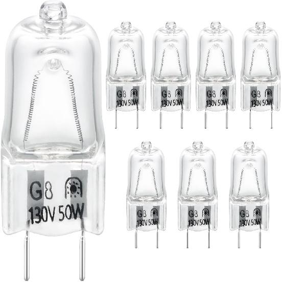 8-Pack 130V 50W Halogen Microwave Oven Light Bulbs, Compatible with GE Microwave Oven Models CVM, DVM, HVM, JNM Series - Replaces WB02X35488,