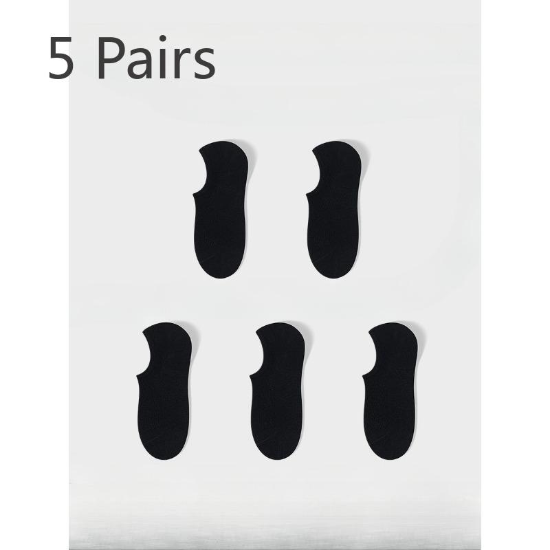 5 Pairs of Female Summer Cotton Ultra Thin Breathable Can Not Fall Off with Anti Odor Sweat Absorption Mesh Invisible Socks