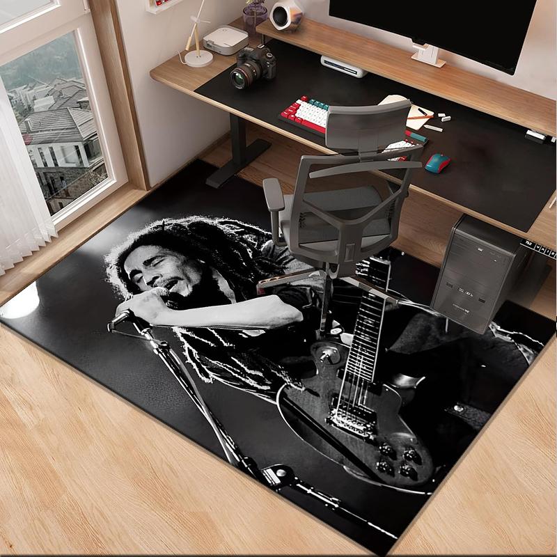 Bob music Vibrant Art Office Rug Chair Mat, Game Carpet, Suitable for Front Door, Bedroom, Living Room, Desk, Holiday Gift