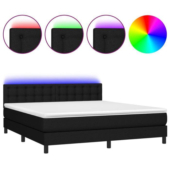 VidaXL Slatted Bed Base with Mattress and LED, Upholstered Bed, Double Bed, Adult Bed for Interior Bedroom, 3133487