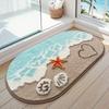 Nordic-Style Fresh & Cosy Beach-Themed Bathroom Rug Soft Comfortable Floor Mat Bathroom Entrance Anti-Slip Mat Home Decor