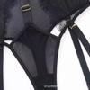 Lace Underwire Sexy Three-Piece Lingerie Set with Slit