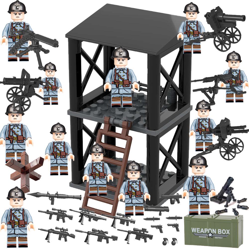 WWII Military Building Blocks: US, German, British Army Figures with Heavy Weapons & Sniper Educational Toys.