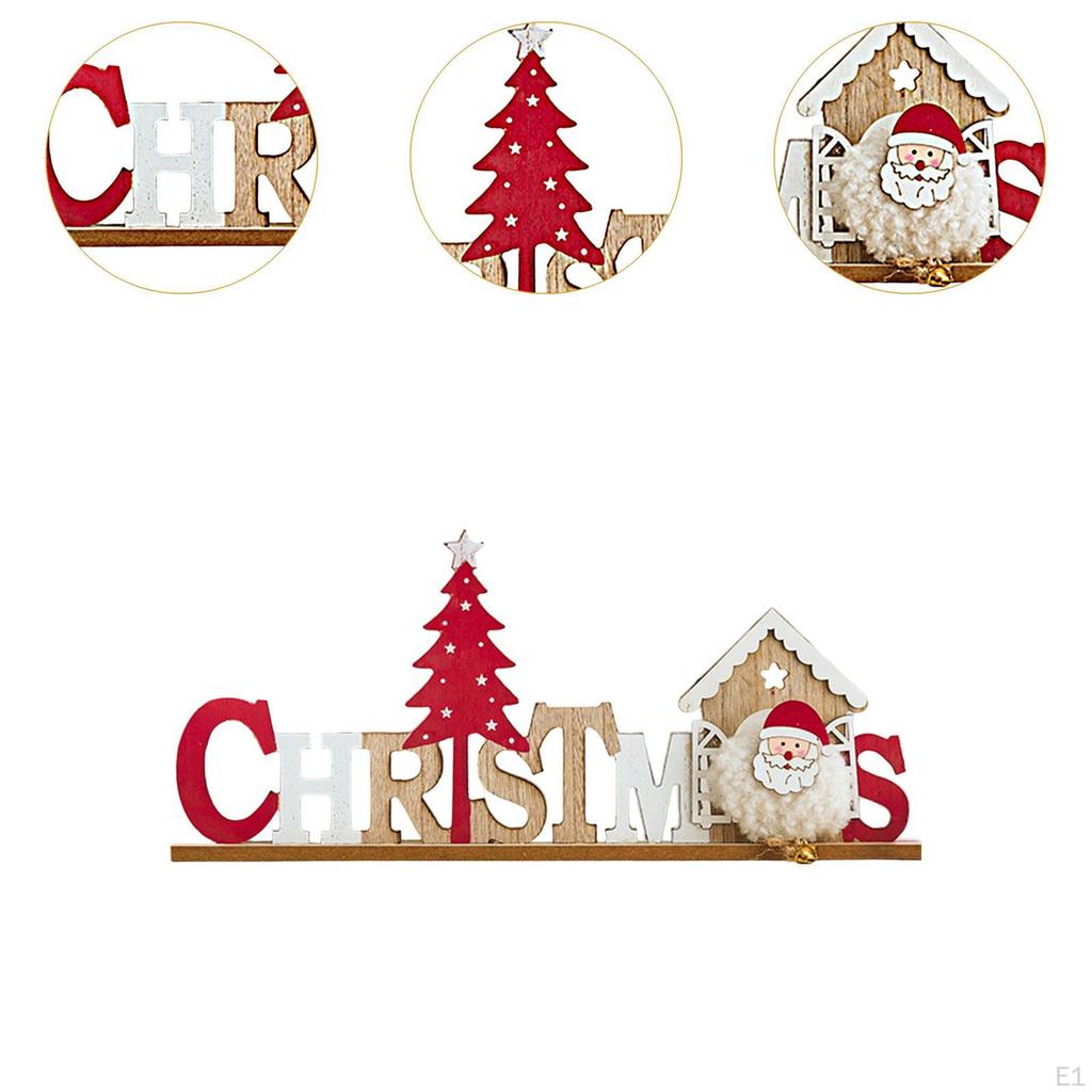 Christmas English Letter Board Wood Sign Wooden Desk Ornament for Kitchen