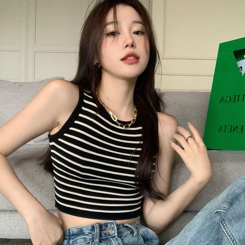 

Полосатые майки, майки, жилеты для женщин, футболки без рукавов для женщин, сексуальные укороченные топы для девочек, футболки Y2K S