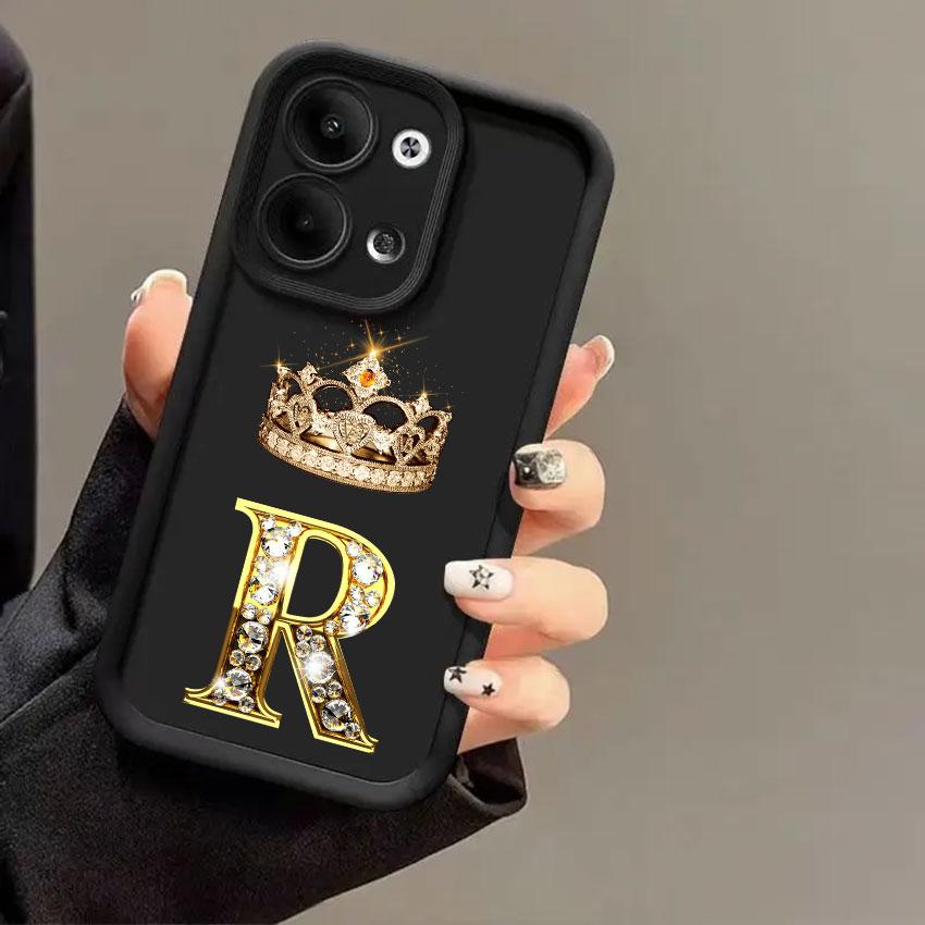 Crown Initial Letter T W R N Phone Cases For Oppo Reno 14 13 12 11 F 10 5G 6 7 8 Pro Plus Cover 8T 7Z 8Z 14Pro Shockproof Fundas
