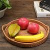 D5 Rattan Handmade Real Rattan Fruit Basket Snack Bread Basket Tray Living Room Snacks Sundries Round Storage Basket Fruit Tray