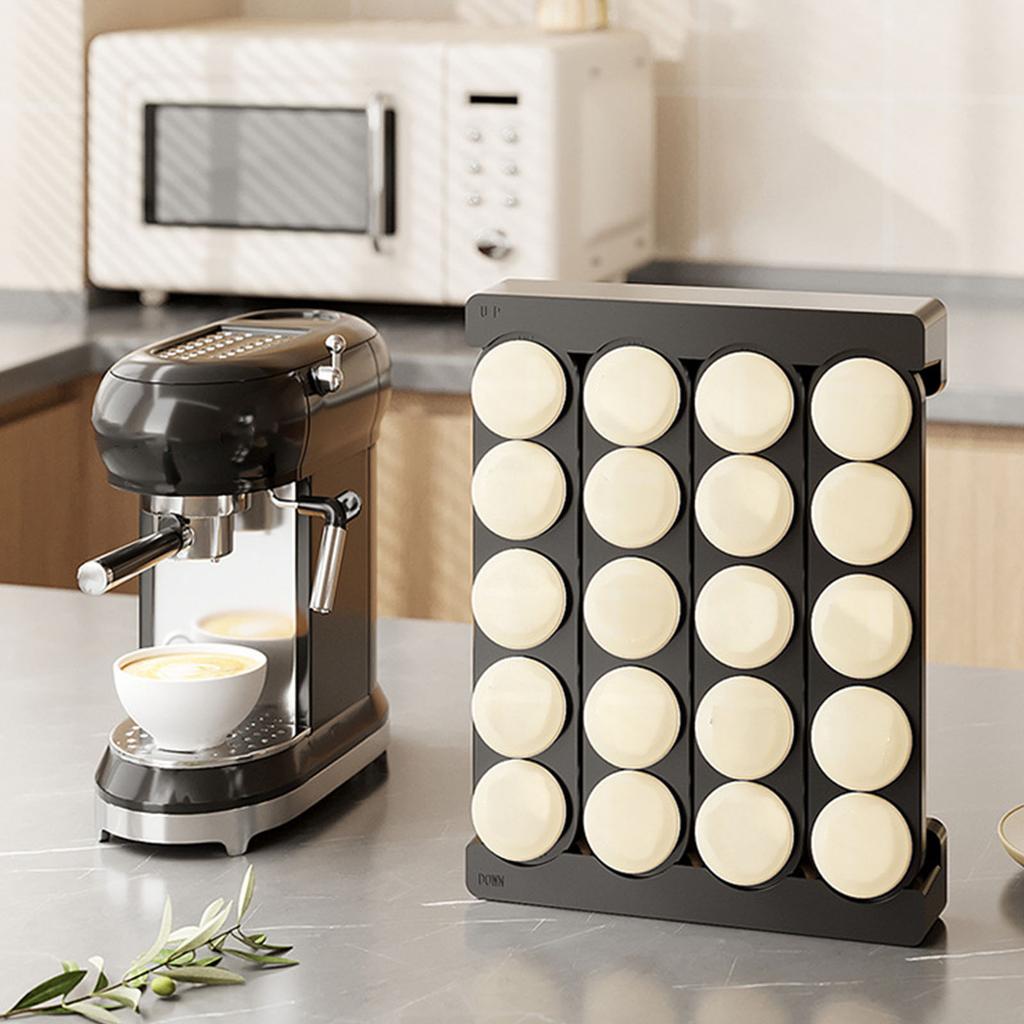 20 Kapseln Kaffeekapsel Regal Platzsparend Wandmontiert ABS Kunststoff Display-Rack Küchenarbeitsplatte Aufbewahrungslösung