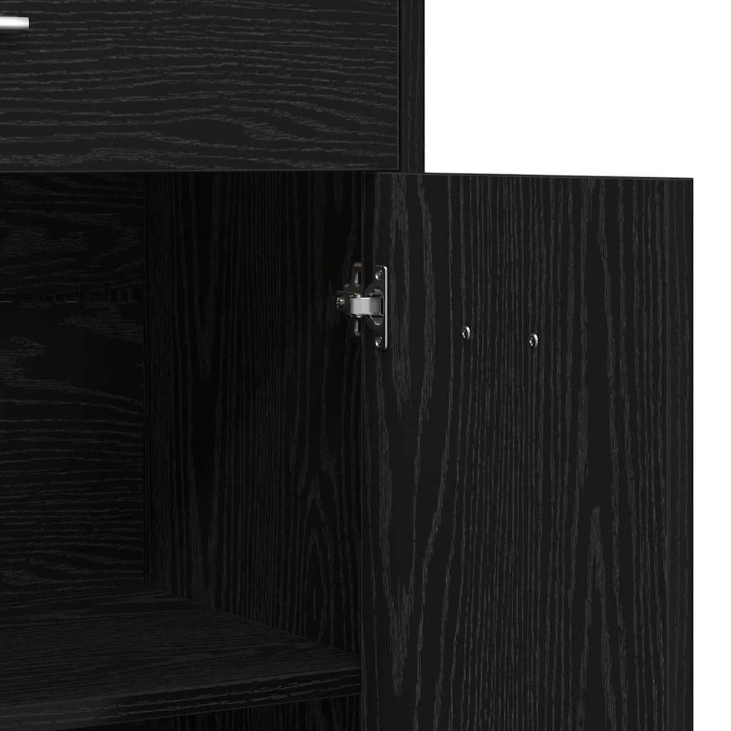Bathroom Cabinet with Door Black Oak Effect 60 x 33 x 80 cm