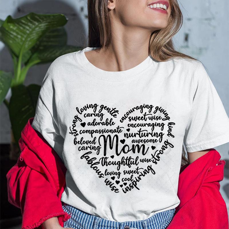 Praising Moms Quotes Printed T Shirts Unisex Summer Short Sleeve Fashionable Mother Plot Gift Female Tees Graphic Mama Y2k Tops