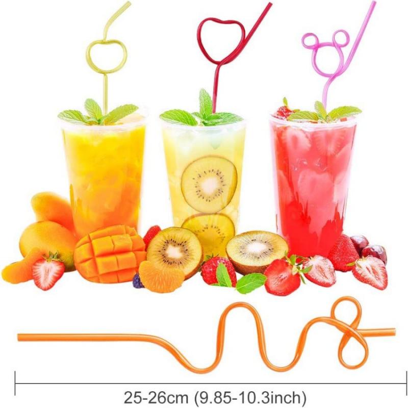 10pcsDisposable Shaped Straws for Festivals and Parties, Colorful Food-Grade Curved Straws, Transparent Irregular Artistic Plast